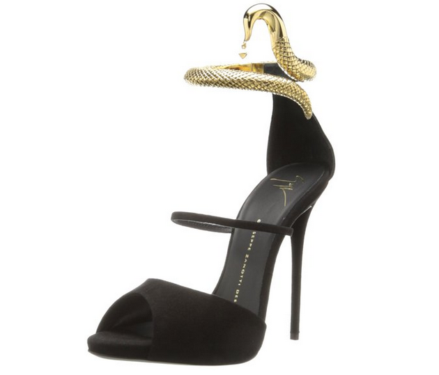 giuseppe zanotti shoes heels black gold snake 2014
