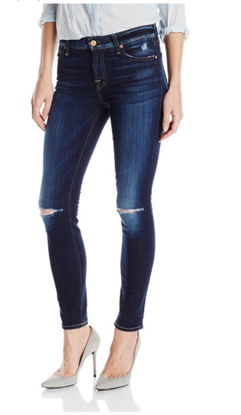 ripped jeans with material underneath